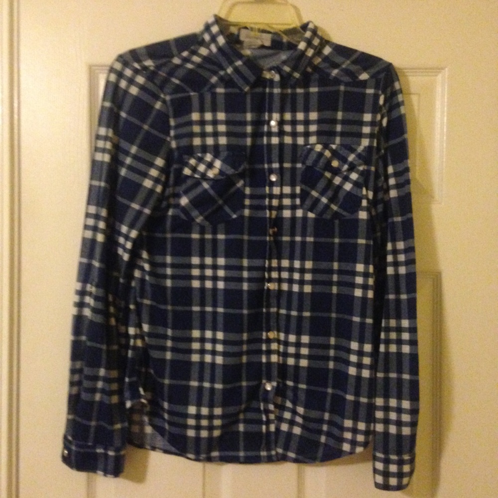 Blue plaid button down